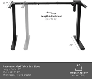 Electric Standing Desk Frame, Rear-Set Legs — Standing Desk, VIVO