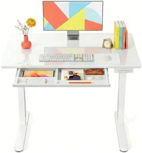 Glass Standing Desk with Drawer — Standing Desk, Marsail