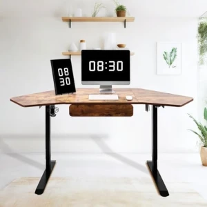 Height Adjustable L Shaped Corner Desk with LED Handset — Standing Desk, Fromann