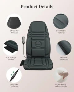 Back Massager with Heat, Targeted Vibration Massage Pad — Massage Chairs, Heycool
