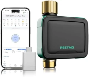 2 Zone Smart Sprinkler Hose Timer with Flow Meter — Irrigation System, Restmo