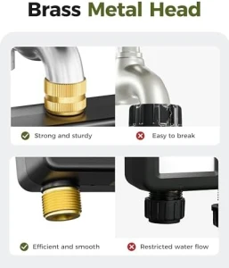 Brass Sprinkler Timer 2 Zone, IP66 Waterproof Programmable Water Hose Timer 2 Outlet with Large Display — Irrigation System, Diivoo