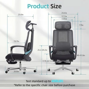 Ergonomic Office Chair with Footrest & Adjustable Lumbar Massager — Smart Chairs, COTYFLY