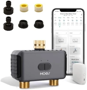 WiFi Sprinkler Timer 2 Zone with Brass Inlet & Outlet — Irrigation System, MOES