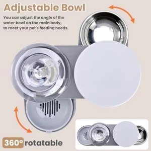 2 Pack Automatic Cat Feeder Stainless Steel Water Dispenser Gravity Food Feeder and Waterer Set with Pet Food Bowl — Automatic Pet Feeder, Pawzone