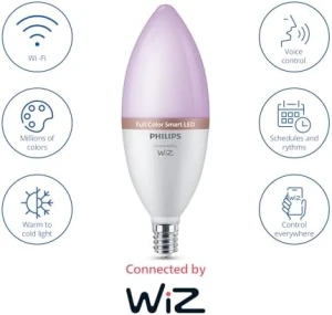 Smart 40W B12 Color LED Candle-Shaped Bulb 4-Pack — Smart Light Bulb, Philips