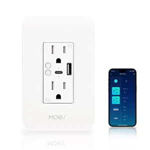 WiFi Smart Wall Outlet, 15A Divided Control 2 in Wall Socket with USB Interface — Smart Plug, MOES