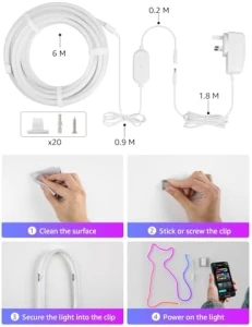 AI Smart RGB Rope Lights, Personalized Lighting Designer, LightBeats Music Sync, 19.68ft Wi-Fi & Bluetooth LED Strip — LED Strip Lights, Lepro