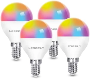 A15 LED Smart Bulb, 5W=40W, E12 Base, G45, 4 Pack — Smart Light Bulb, LEDEPLY