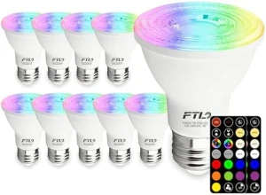 PAR20 LED Bulbs Color Changing with Remote Control — Smart Light Bulb, FTL