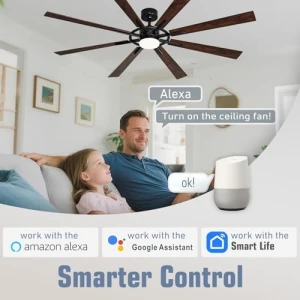 72 Inch Smart Ceiling Fan with Light and Remote — Smart Fan, Homlit