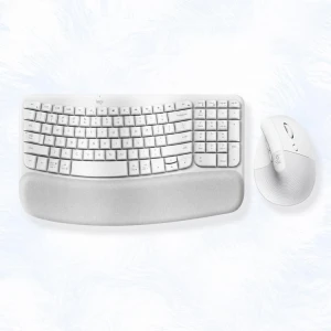 Wireless Ergonomic Keyboard Mouse Set (White) — Bluetooth Keyboard, Logitech