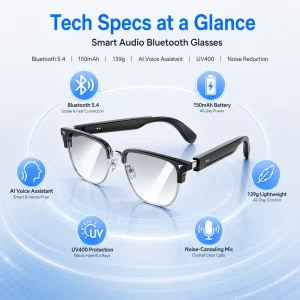 Smart Bluetooth Glasses with Blue Light and UV Protection — Smart Glasses, AIMB