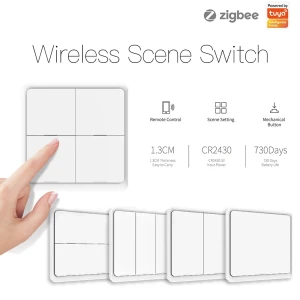 4 Gang ZigBee Wireless Scene Switch — Smart Button Pusher, MOES