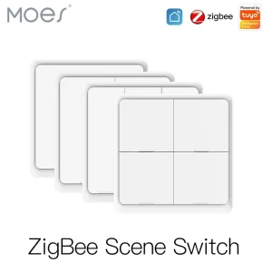 4-Gang ZigBee Smart Wireless Scene Switch — Smart Button Pusher, MOES