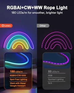 Smart RGBAICW Neon Rope Light 9.8ft — LED Strip Lights, Lumary