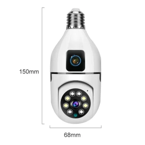 4MP Full-Color Dual-Lens 2.4GHz WiFi Wireless E27 Socket Bulb Night Vision PTZ Camera — Security Camera, V380