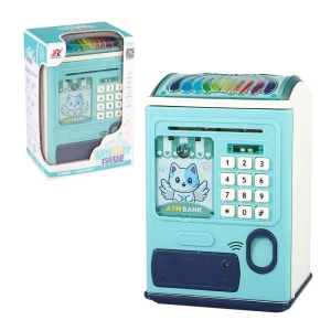 Smart Password Fingerprint Automatic Roll Money Piggy Bank, Happy Time For kids