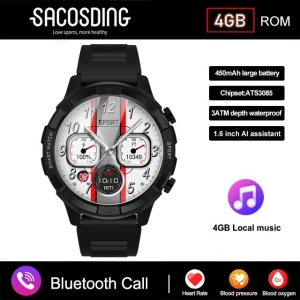 Men's Smartwatch with AMOLED Display, Bluetooth Calling, 4GB Memory — Smart Watch, Tiktop2