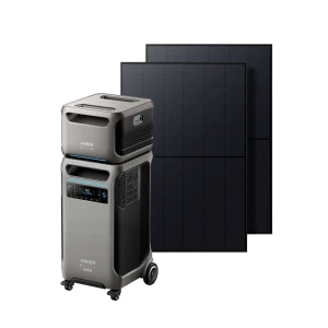 Expandable backup power system with expansion battery and two 440W rigid solar panels — Portable Power Station, Anker SOLIX