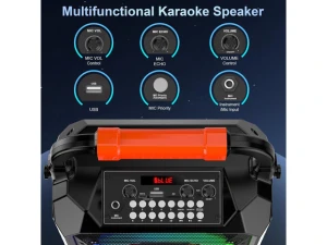 Portable Karaoke Machine, Black, with 2 Wireless Microphones — Karaoke Machine, JYX