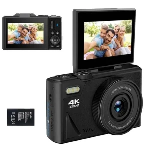 4K Digital Camera for Photography Autofocus with 180° Flip Screen, Duluvulu