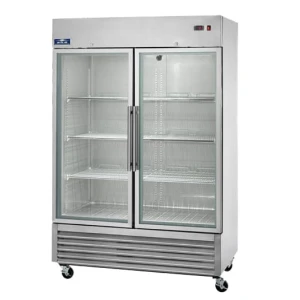 Two Door Glass Reach-In Refrigerator, 49 cu. ft, Stainless Steel, Arctic Air
