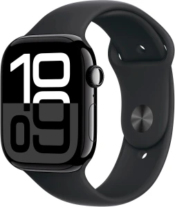 Jet Black Aluminum Smartwatch with Black Sport Band (M/L) - 46mm GPS, Fitness Tracker, Always-On Retina Display, Water... — Smart Watch, Apple