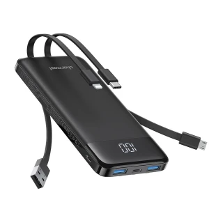 Slim 10000mAh Portable Charger with Built-in Cables - 6 Outputs Power Bank — Power Bank, Charmast