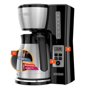 12 Cup Thermal Programmable Coffee Maker with Brew Strength and VORTEX Technology, BLACK+DECKER