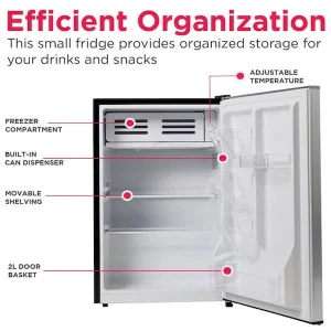 2.5 cu ft Compact Refrigerator with Freezer, Stainless Steel, Frigidaire