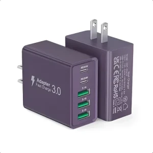 50W 5-Port PD Fast USB C Wall Charger, 2-Pack, Dulums