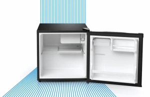 Compact Single Reversible Door Refrigerator, 1.6 Cubic Feet, Black, Midea