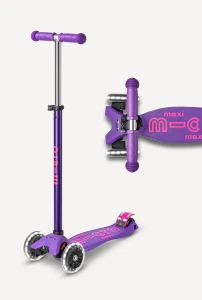 Maxi Deluxe LED Three-Wheeled Scooter with Light-Up Wheels for Kids, Micro