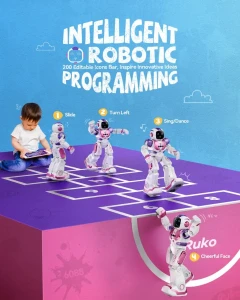 Dancing Robot with APP Control, Remote Control, Gesture Sensing, Interactive LED Faces, QA Games — Coding Robot, Ruko