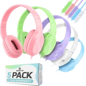 Kids Headphones Bulk 5 Pack, Sonitum