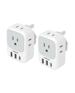 Travel Plug Adapter with 4 Outlets and 3 USB Ports, TESSAN