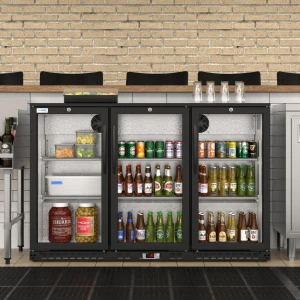 3 Door Back Bar Cooler Counter Height Glass Door Refrigerator, KoolMore