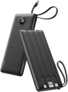 Portable Charger with Built-in Cables, Slim Power Bank 10000mAh — Power Bank, VRURC