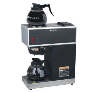 12-Cup Pourover Commercial Coffee Brewer with Upper and Lower Warmers and Two Glass Decanters, BUNN