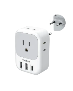 European Plug Adapter with USB C, TESSAN