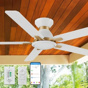 Smart Ceiling Fan with Lights Flush Mount, SMAFAN