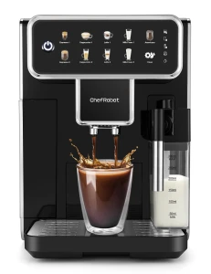Automatic Espresso Machine with Grinder and Milk Frother — Coffee Maker, Chef Robot