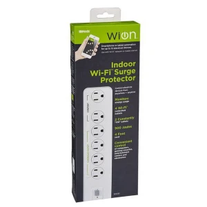 Indoor Wi-Fi Smart Surge Protector with 6 Grounded Outlets — Smart Plug, Woods