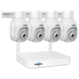 Solar Camera Security Outdoor, 4 Pack 100% Wireless 3K 4MP Surveillance Indoor WiFi Smart Cameras — Security Camera, Hiseeu