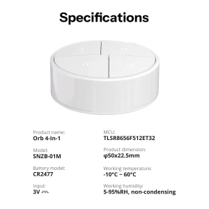 4-in-1 Zigbee Smart Scene Button — Smart Home Hub, Sonoff