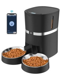 Automatic Pet Feeder with WiFi, App Control, Two-Way Splitter, Two Bowls, Voice Recorder, and Portion Control — Automatic Pet Feeder, WellToBe