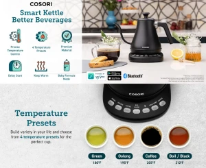 Electric Gooseneck Kettle with Variable Temperature Control — Electric Kettle, Cosori