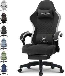Gaming Chair with Pocket Spring Cushion, Linkage Armrests, and Footrest, GTPLAYER