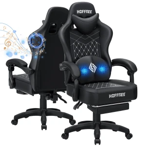 Gaming Chair with Speakers, Massage, and Footrest — Smart Chairs, HOFFREE